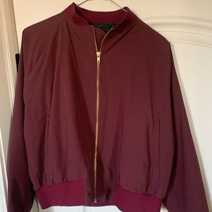 ALBION FIT Burgundy Bomber Jacket Size M
